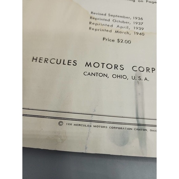 1940s Hercules Motor Description & Maintenance Various Diesel Types Manual - Picture 4 of 13